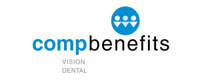 The CompBenefits logo showcases a blue icon with three white shapes above the black text "compbenefits." Below, in gray, it reads "Vision Dental," capturing the essence of accessible care in South Florida. Ideal for those seeking an eye doctor in Pembroke Pines.