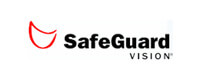 The logo of SafeGuard Vision, an esteemed eye doctor in Pembroke Pines, features a red curved line and bold black text on a crisp white background.